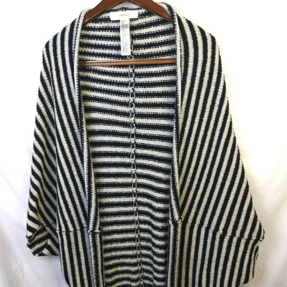 Oversized Black & White Batwing Cardigan